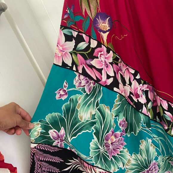 Vintage Just Cruisin Strapless Floral Flowy Midi Dress Medium - Picture 2 of 3